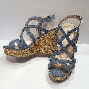 Jennifer Lopez Skylar Chambray Wedges, Denim Design, Upper Textile